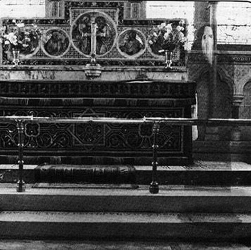 The monk-ghost at an altar of English church in Newby (Yorkshire). This picture was taken in 1963 by priest К.F. Lord.