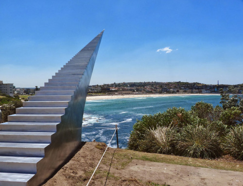 Diminish and Ascend is a sculptural installation by artist David McCracken that, from certain angles, looks like a never-ending staircase.