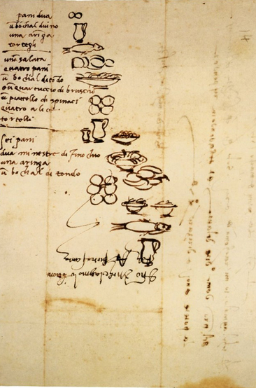Michelangelo illustrated his grocery list so his illiterate servants would know what to get him. 