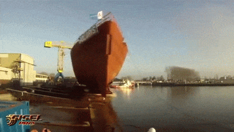 How Some Ships Launch into the OceanGIF made by Sixpenceee. Original video via YouTube.