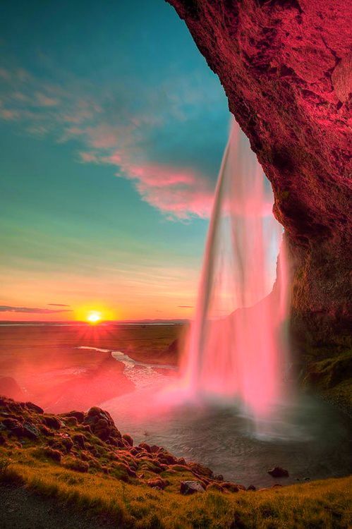 Sunset at Seljalandsfoss, Iceland