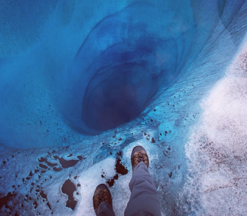 1000 ft hole covered by only a thin sheet of ice (Source)
