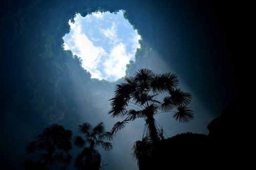 Inside a sinkhole in the mountainous Xuanen county in central China’s Hubei province