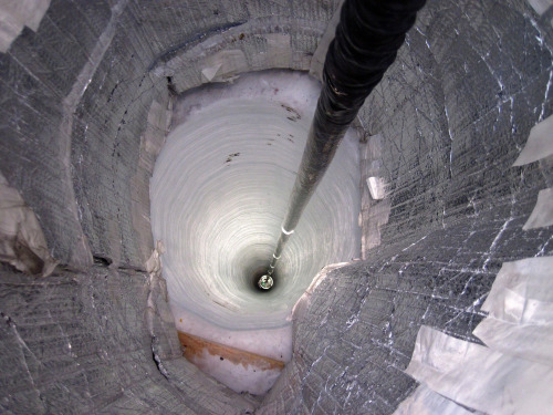This is a 1.5 mile deep hole in the polar ice, one of 86 that make up the IceCube Neutrino Observatory, Antarctica(Source)