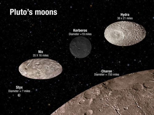 Pluto’s Five MoonsA NASA illustration of Pluto’s five moons. A report reveals that on one moon, the sun can rise in the east and set in the north. (Source)