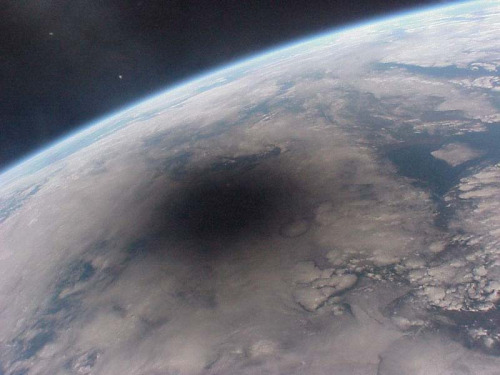 An eclipse as seen from space. 