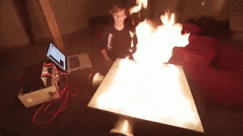 Visualizing Music through Fire“The pressure variations due to the sound waves affect the flow rate of flammable gas from the holes in the Pyro Board and therefore affect the height and colour of flames.” (Via Veritasium)GIF made by Sixpenceee